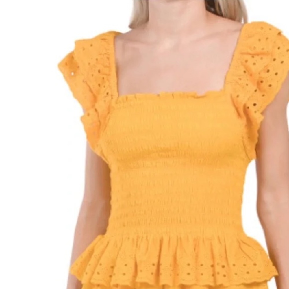HOUSE OF HARLOW 1960 Smocked Eyelet Top